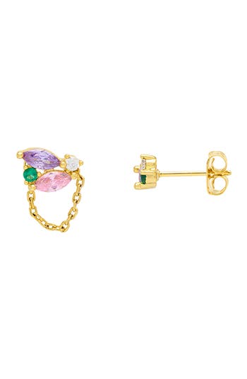 Estella Bartlett Cubic Zirconia Cluster Chain Drop Stud Earrings