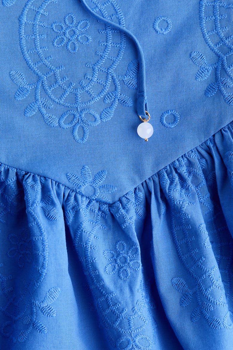 Embroidered Flared-skirt Dress, Alternate, color, Blue