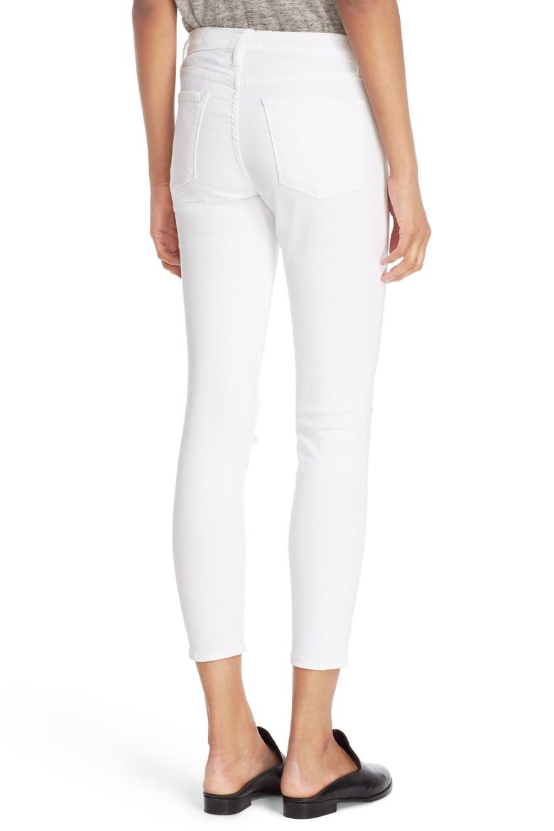 'Le Skinny de Jeanne' Distressed Crop Jeans, Alternate, color, LILAC BLANC