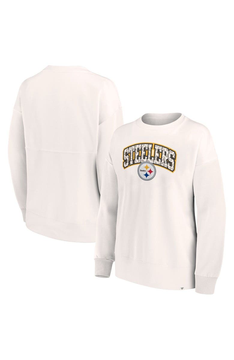FANATICS Women's Fanatics Branded White Pittsburgh Steelers Leopard Team Pullover Sweatshirt, Alternate, color,
