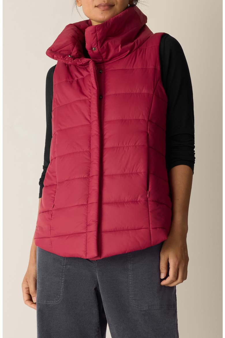 Stand Collar Puffer Vest, Main, color, RUBY