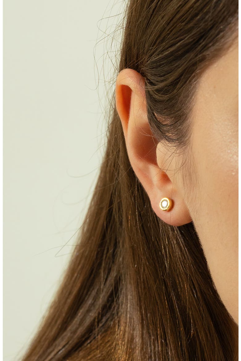 Sterling Silver 18k Gold Plated Margot Stud Earrings Crystal Minimal, Alternate, color, Gold