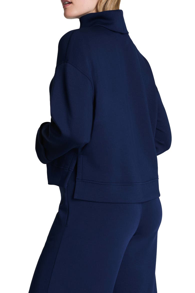 Cuffed Sleeve Crop Turtleneck Sweatshirt, Alternate, color, TIMELESS NAVY