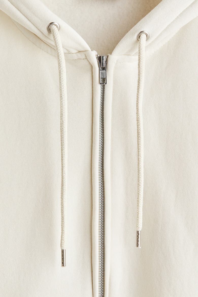 Loose  Fit Zip-through Hoodie, Alternate, color, Cream
