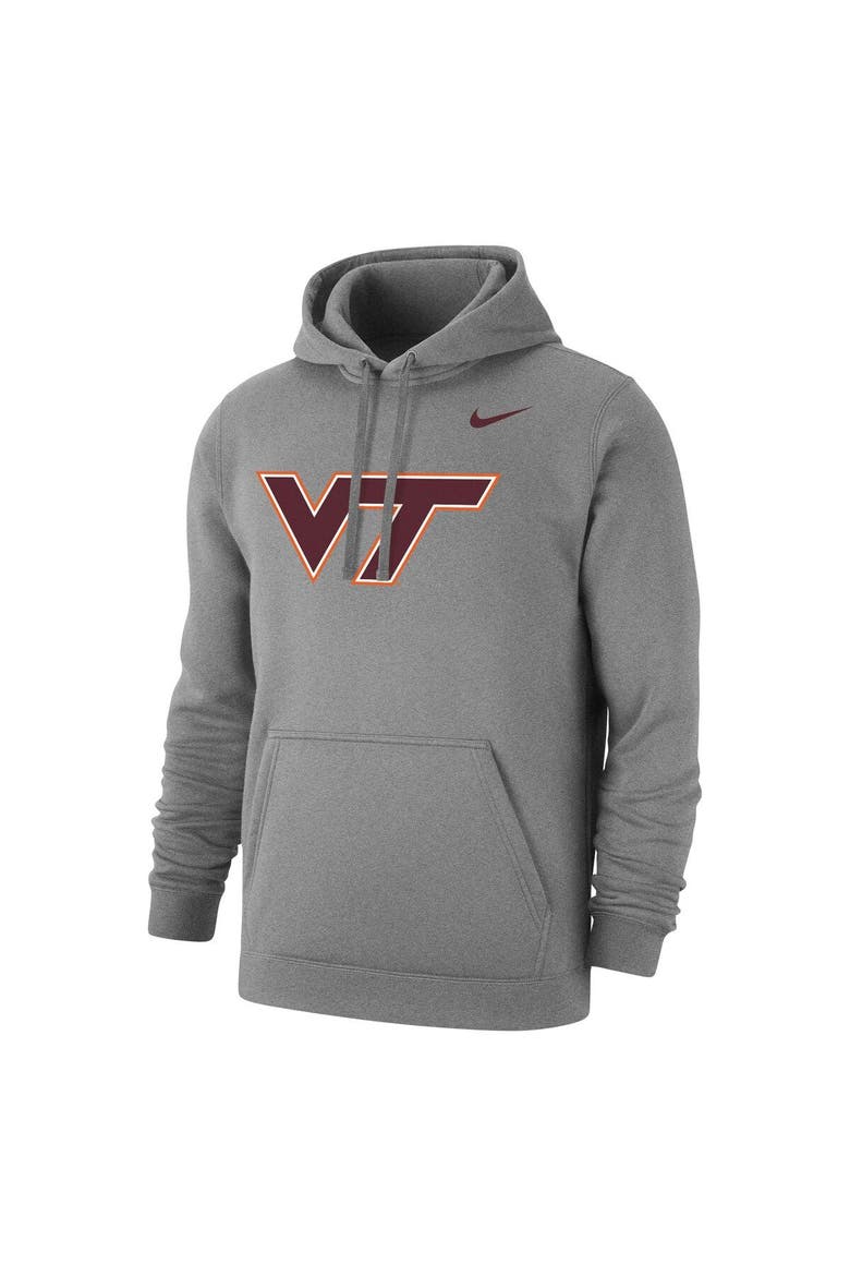 Men's Nike Heather Gray Virginia Tech Hokies Logo Club Pullover Hoodie, Alternate, color, Heather Gray