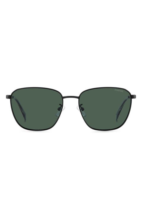 56mm Polarized Rectangular Sunglasses