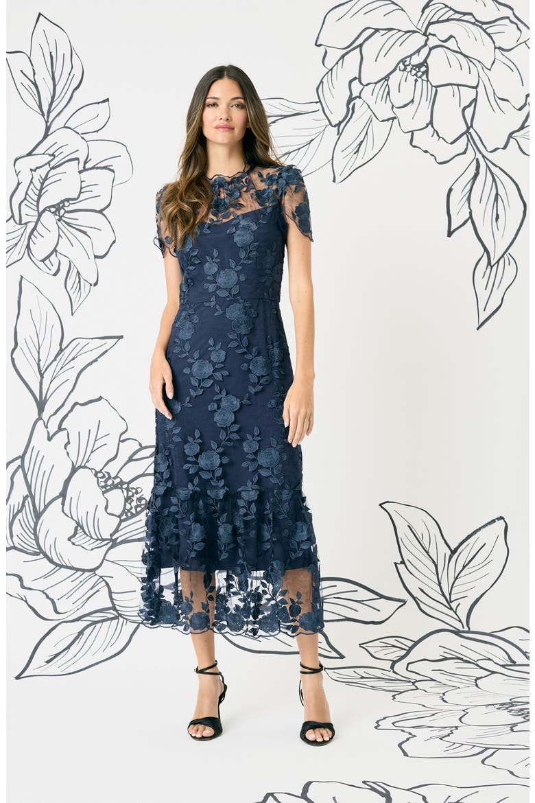 embroidered floral overlay dress Rose Pink Floral Embroidered Maxi Dress - All Dresses