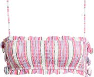 Damson Madder Stripe Smocked Bow Bandeau Bikini Top