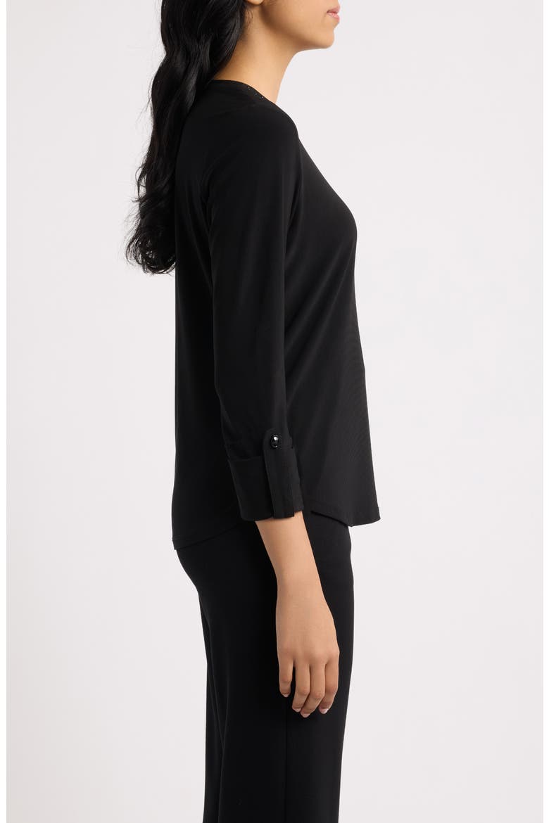 Heatset Embellished Roll Cuff Top, Alternate, color, ANNE BLACK