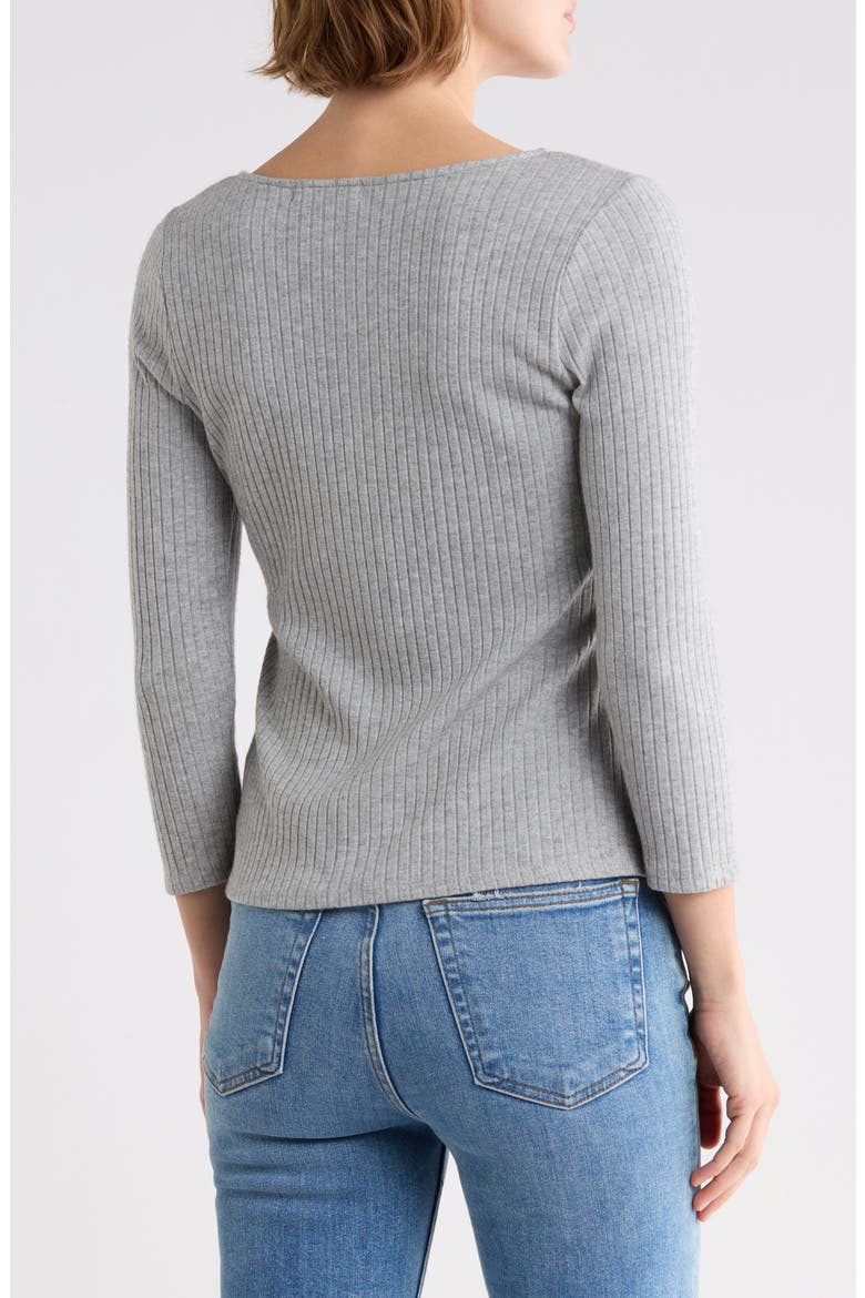 Square Neck Ribbed Knit Top, Alternate, color, HEATHER GREY