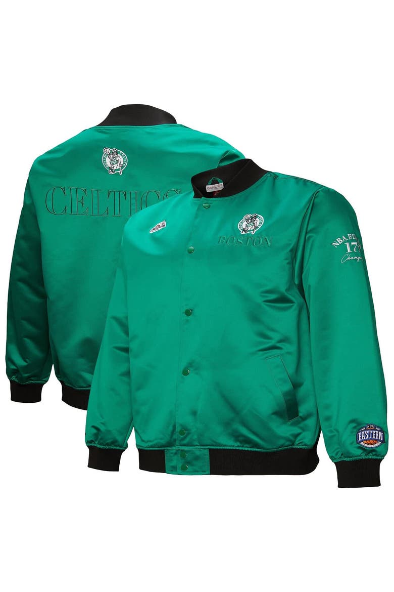 Men's Mitchell & Ness Kelly Green Boston Celtics Hardwood Classics Team OG 3.0 Lightweight Satin Full-Snap Jacket, Main, color, Kelly Green