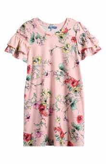 Truly Me Kids' Floral Ruffle Sleeve Dress
