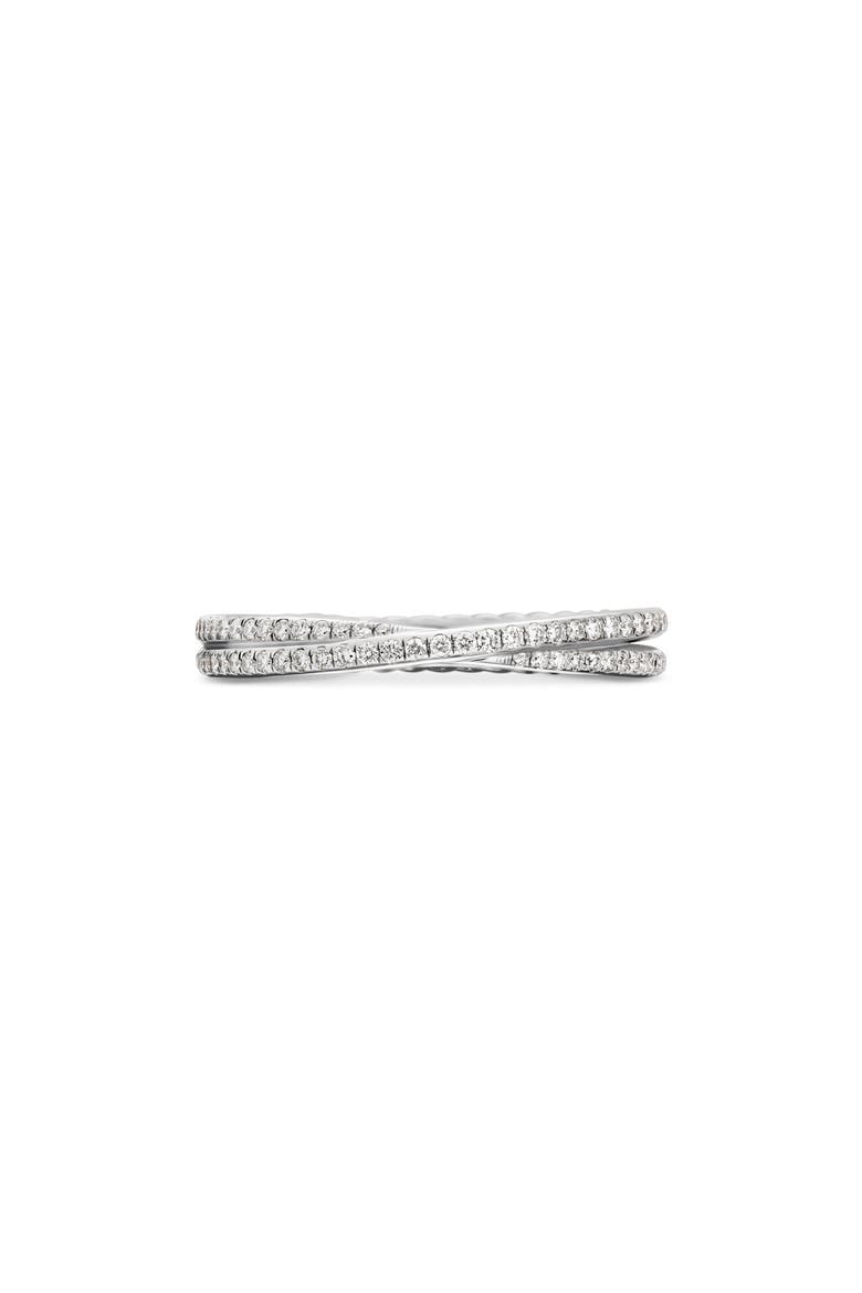 DY Crossover® Micro Pavé Band Ring in Platinum with Diamonds, Main, color, PLATINUM