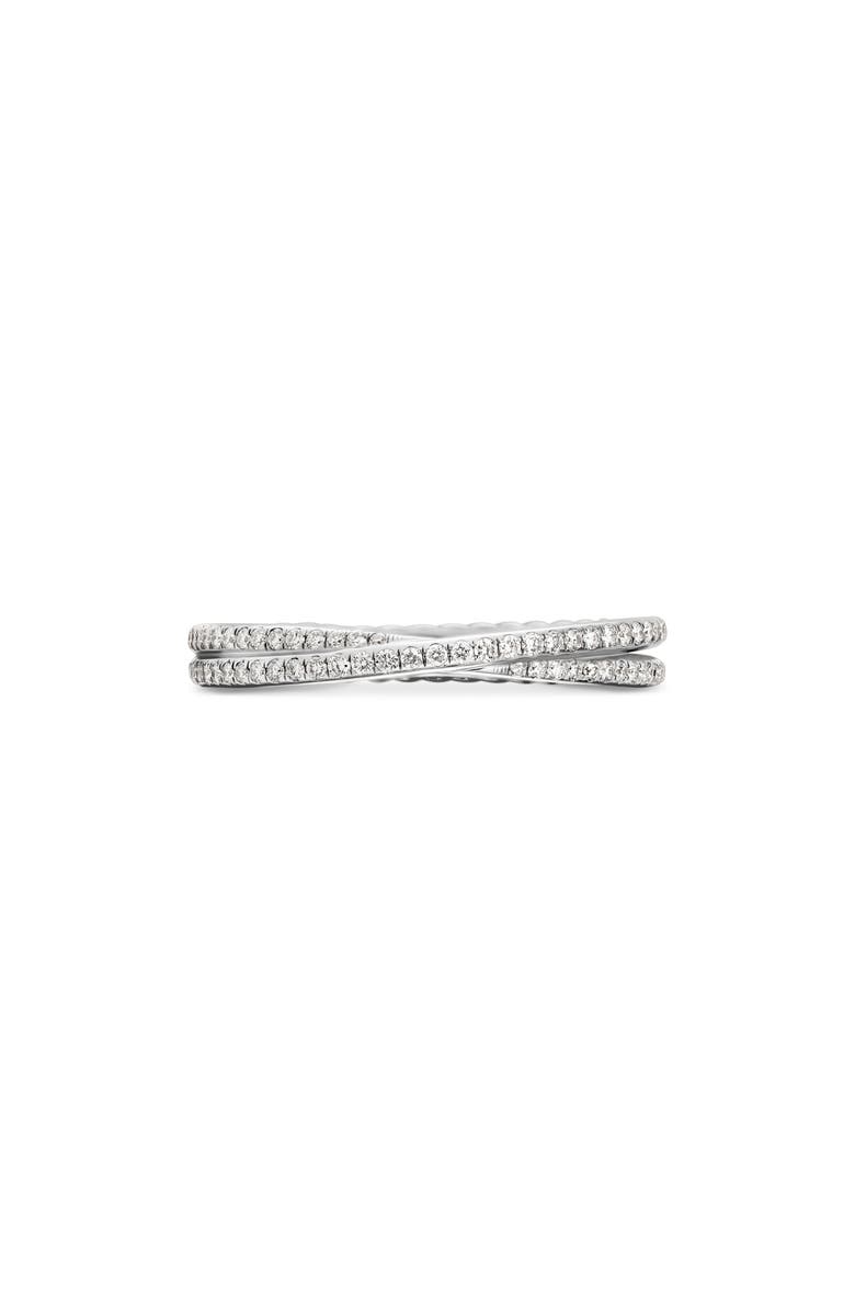 David Yurman DY Crossover<sup>®</sup> Micro Pavé Band Ring in Platinum with Diamonds, Main, color, Platinum