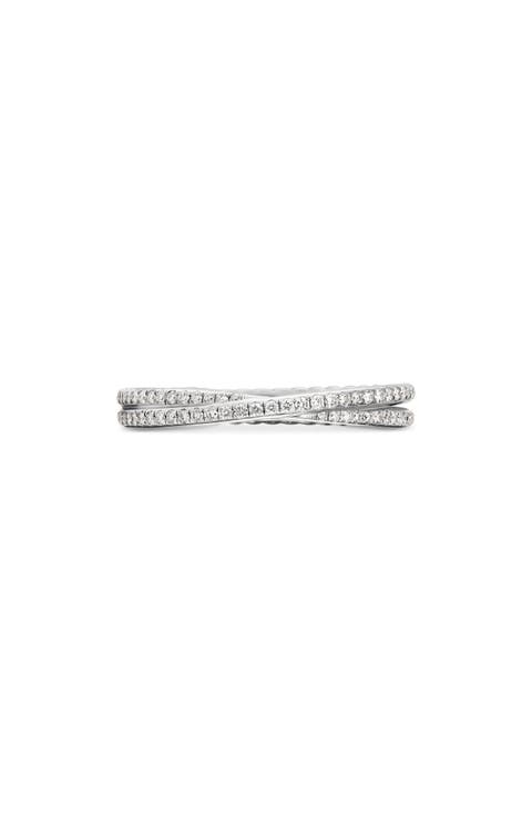 DY Crossover® Micro Pavé Band Ring in Platinum with Diamonds