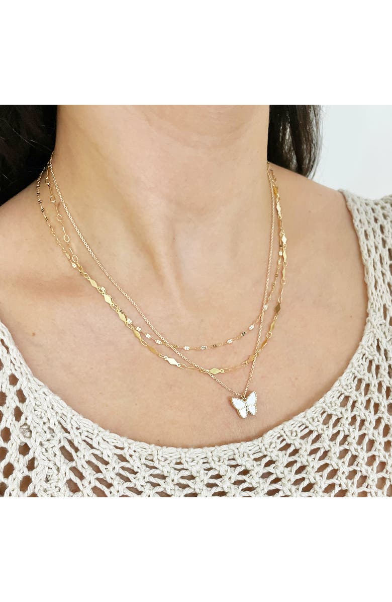 The Lovery Fine Jewelry Mother of Pearl Butterfly Necklace, Alternate, color, Mother Of Pearl