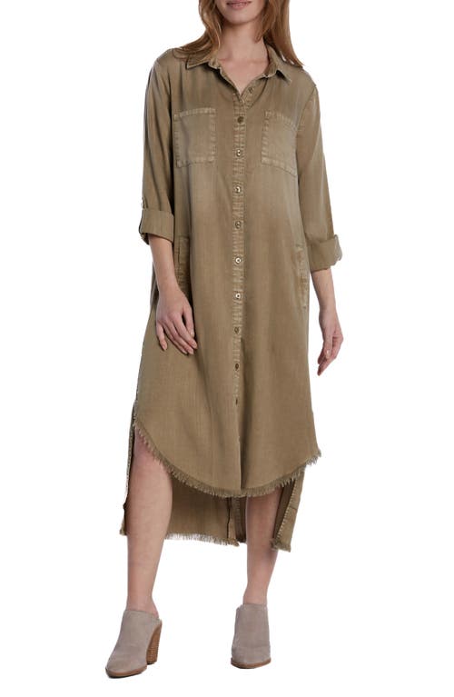 Wash Lab Denim Chill Out Shirtdress in Mushroom (Fringe Hem)