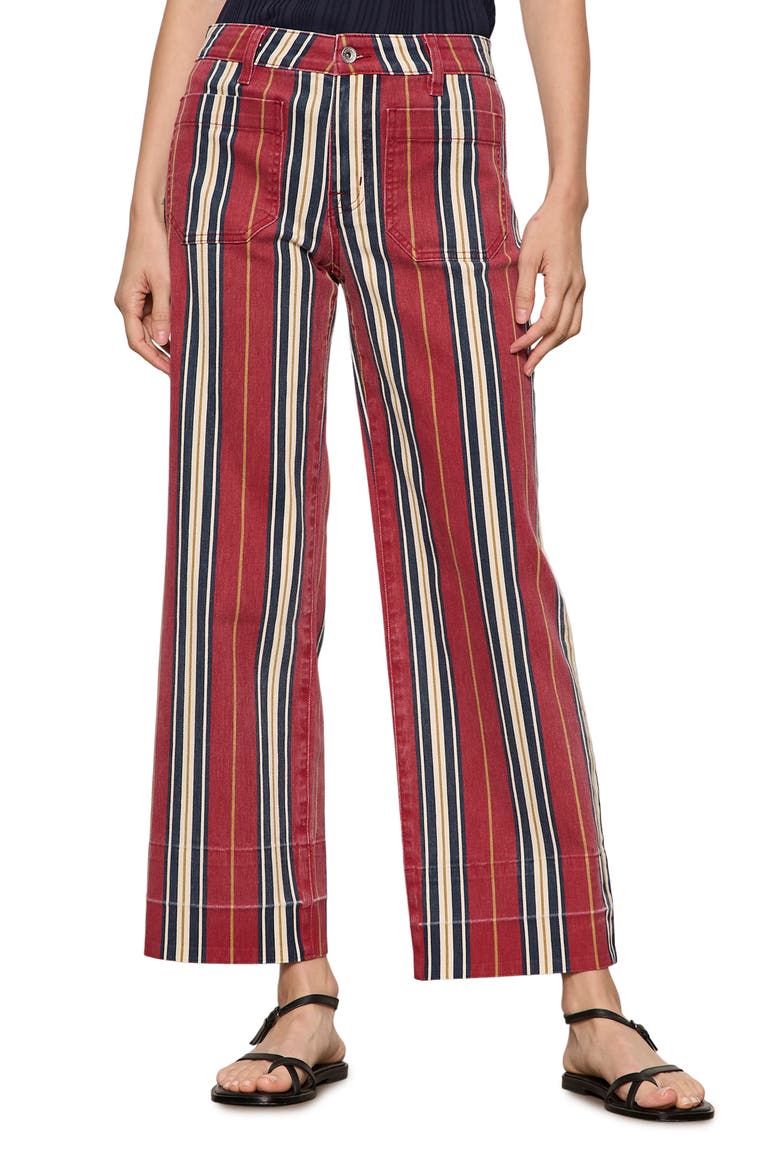Mariner Wide Leg Stripe Ankle Pants, Main, color, VERY BERRY RED