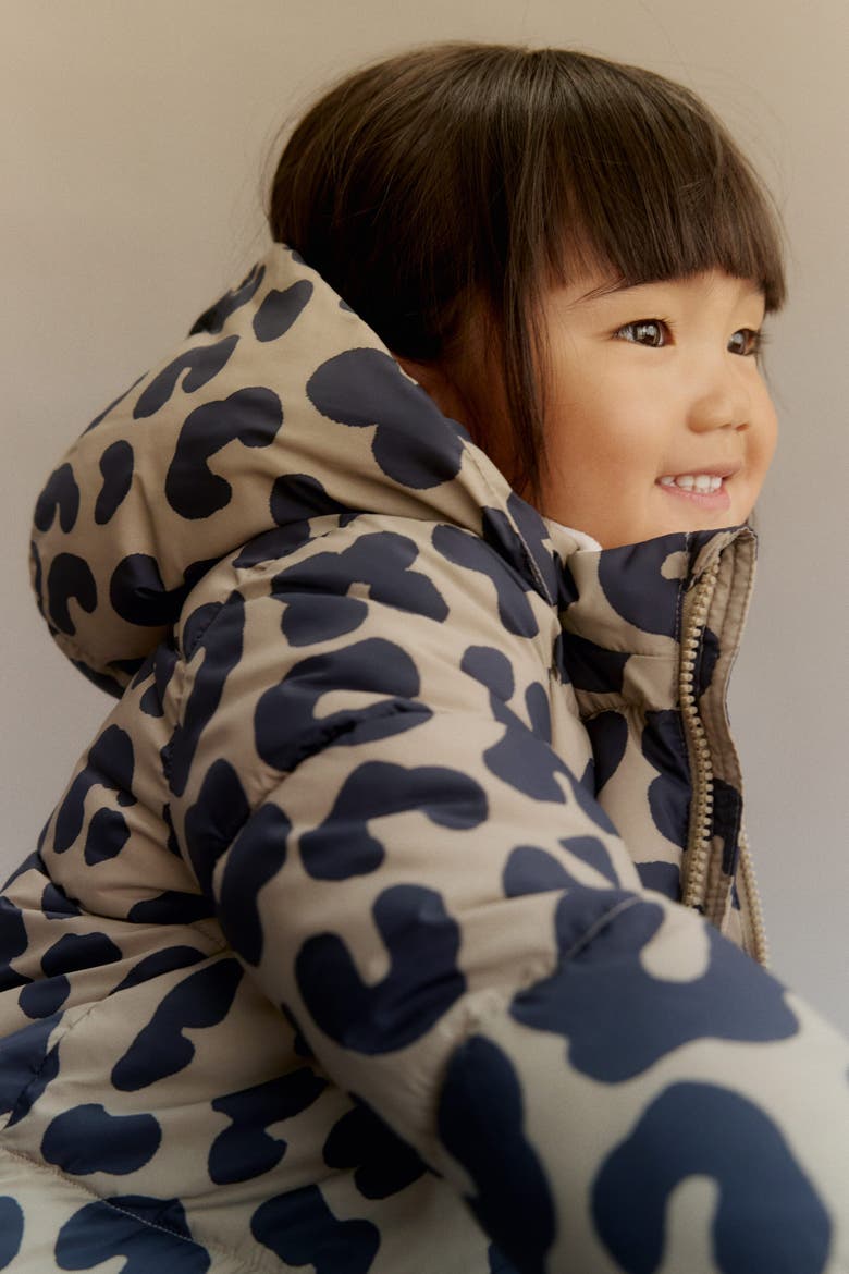 Water-repellent Puffer Jacket, Alternate, color, Beige/leopard print
