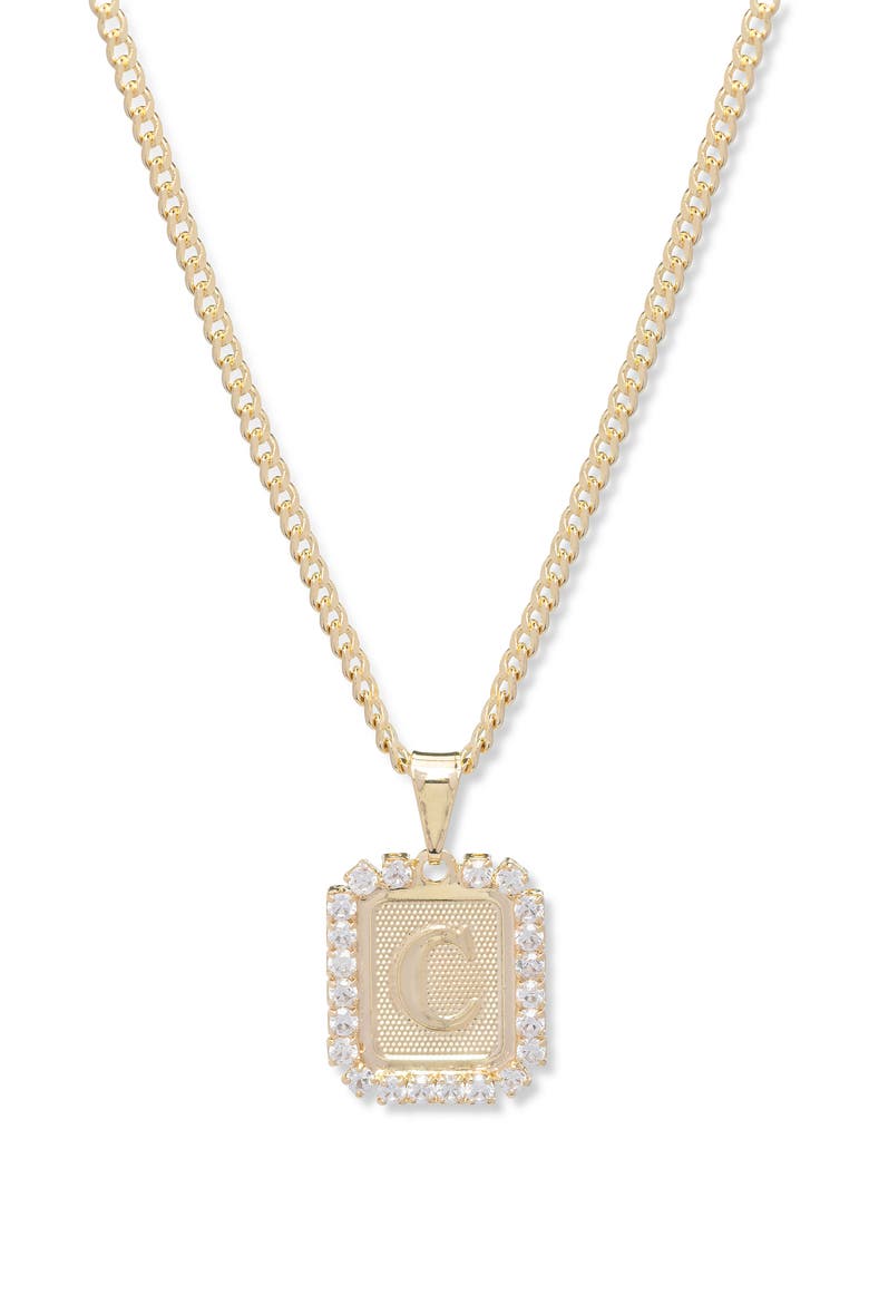 Royal Initial Card Necklace, Main, color, GOLD- C