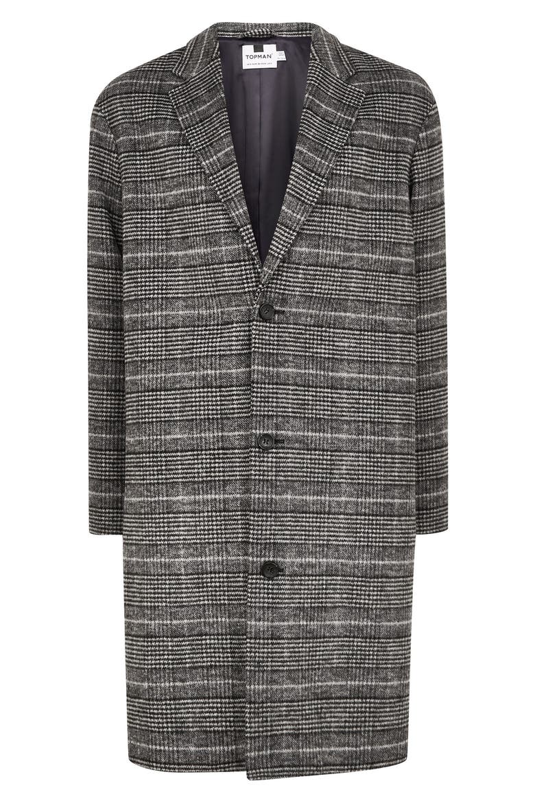Hayden Check Print Overcoat, Alternate, color, GREY