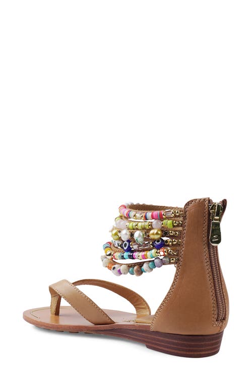 Zigi Farina Beaded Ankle Cuff Sandal In Tan Multi