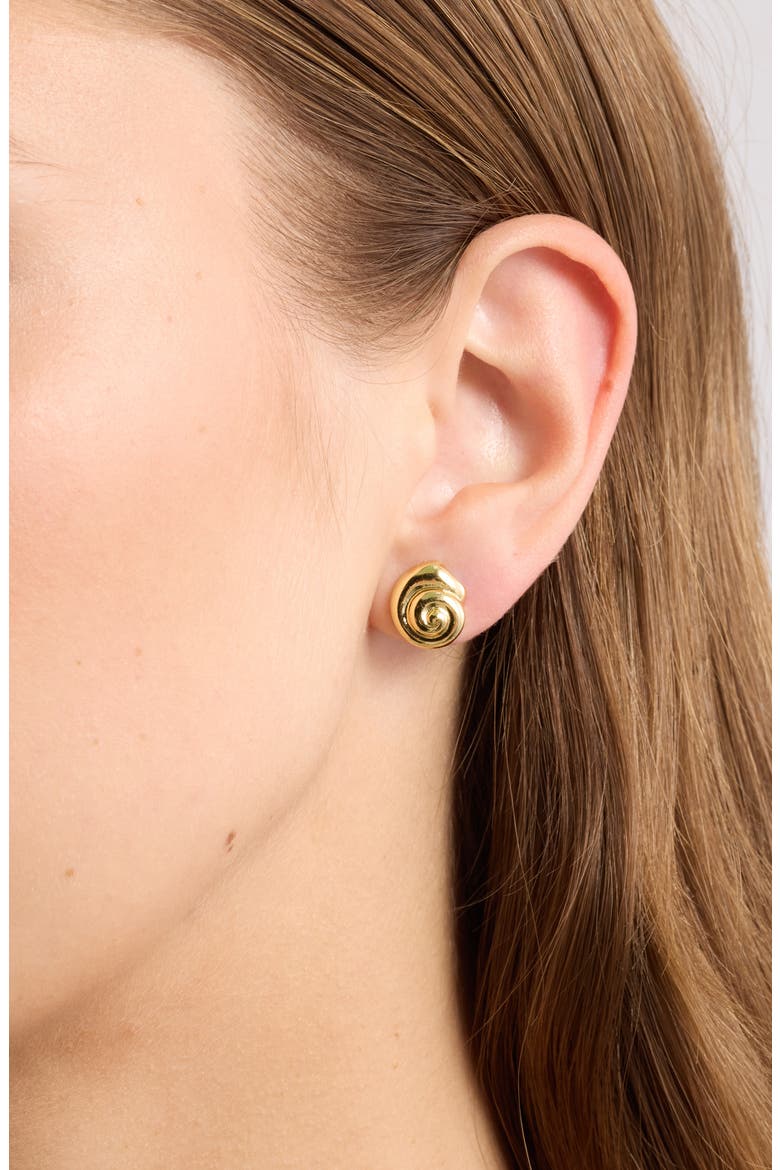Playa Seashell Stud Earrings, Alternate, color, GOLD