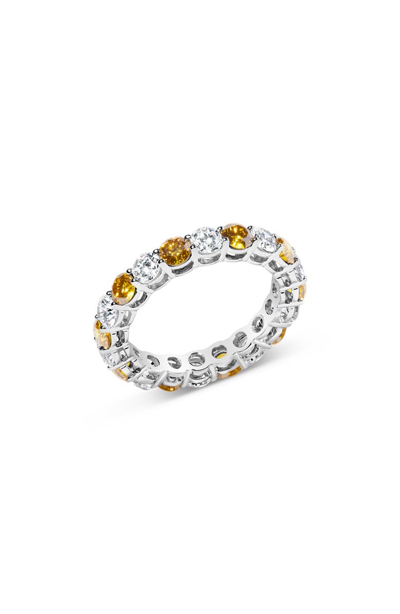 Haus of Brilliance 14K White Gold 3.00 Ctw Alternating White and Yellow Lab-Grown Diamond Eternity Band Ring, Alternate, color, White Gold