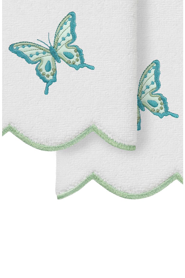 2-Piece Brittney Embroidered Turkish Cotton Fingertip Towel Set, Alternate, color, WHITE/ GREEN