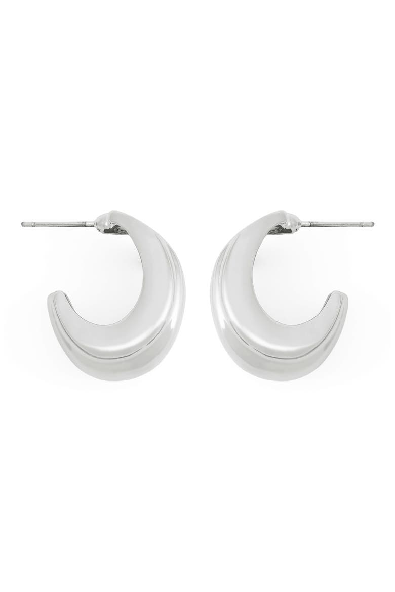 Chubby Huggie Earrings, Alternate, color, SILVER