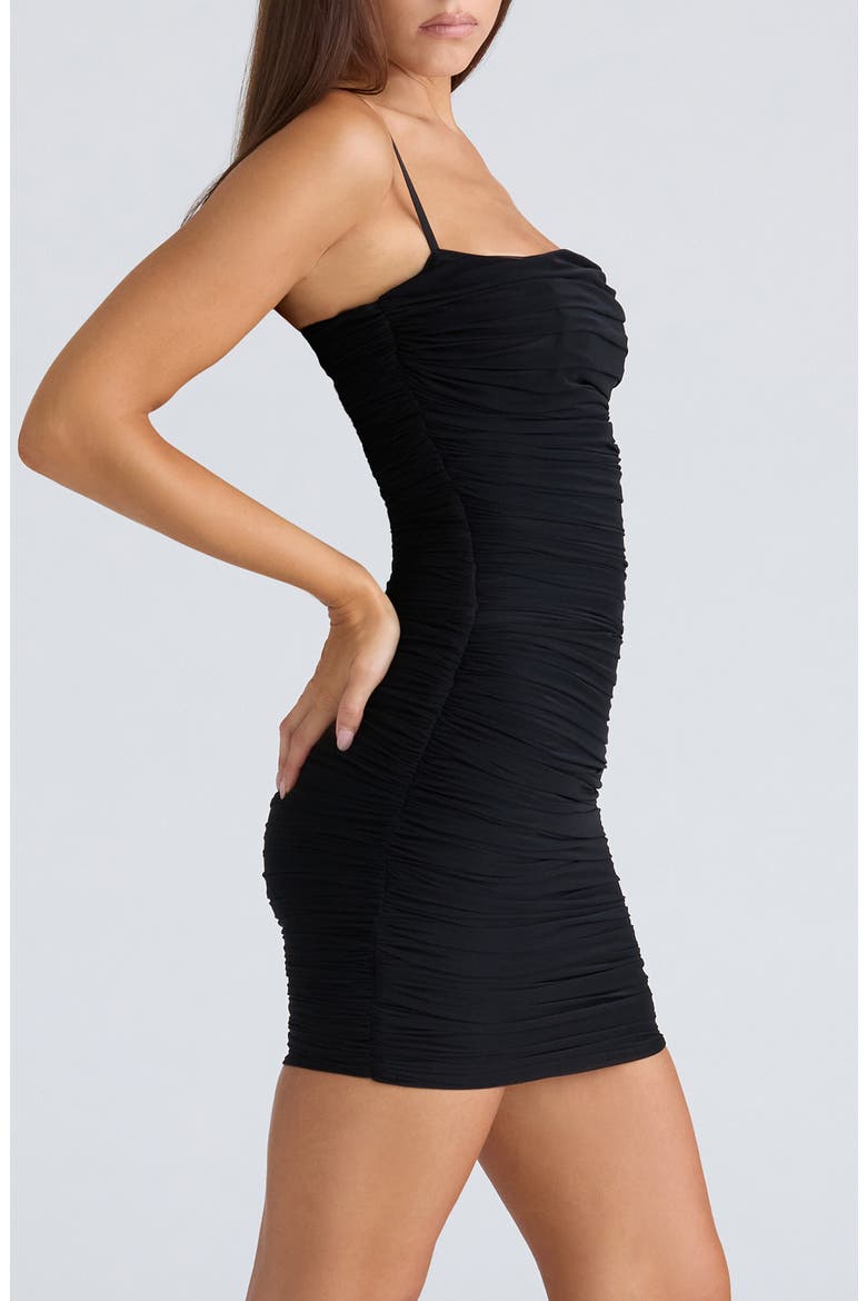 Ella Ruched Sleeveless Minidress, Alternate, color, BLACK
