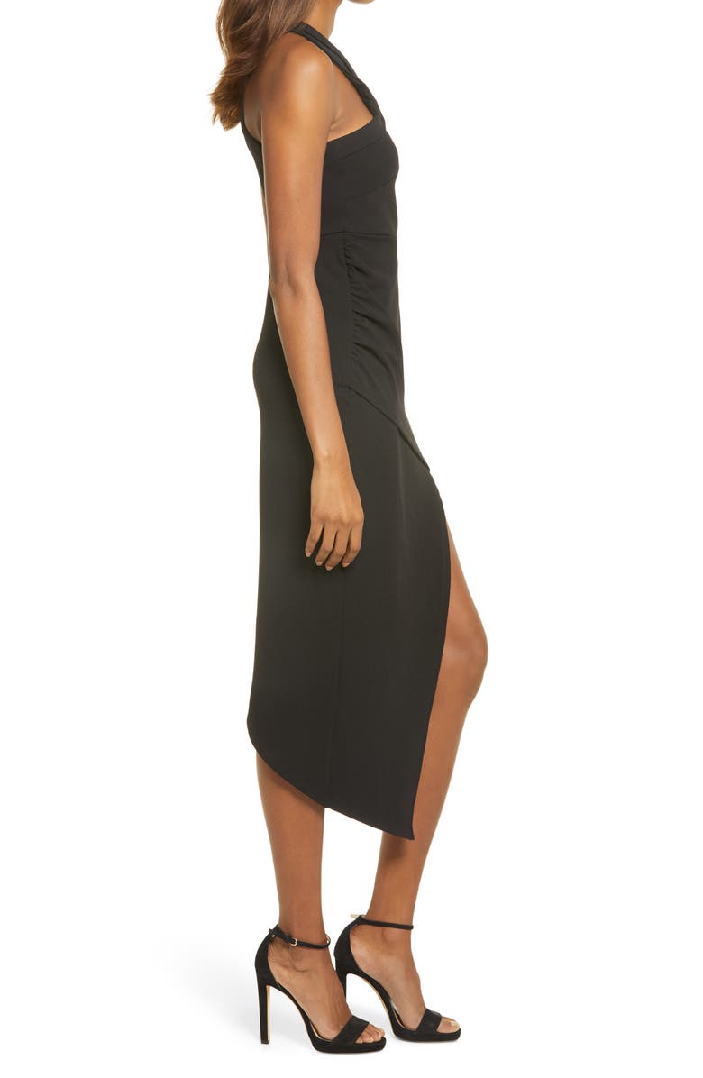 Lulus Guess Again Halter Neck Asymmetrical Midi Dress, Alternate, color,