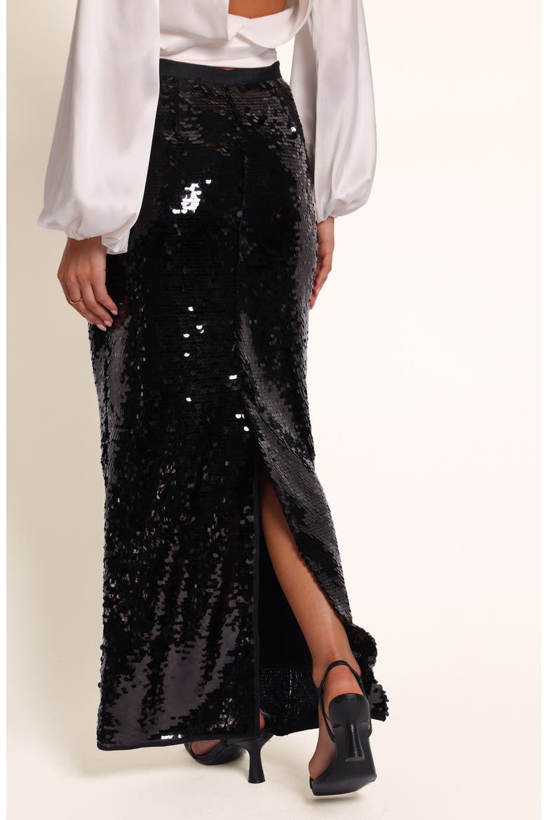 Alro Sequin Column Skirt, Alternate, color, BLACK