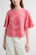 Treasure & Bond Eyelet Linen Blend Top
