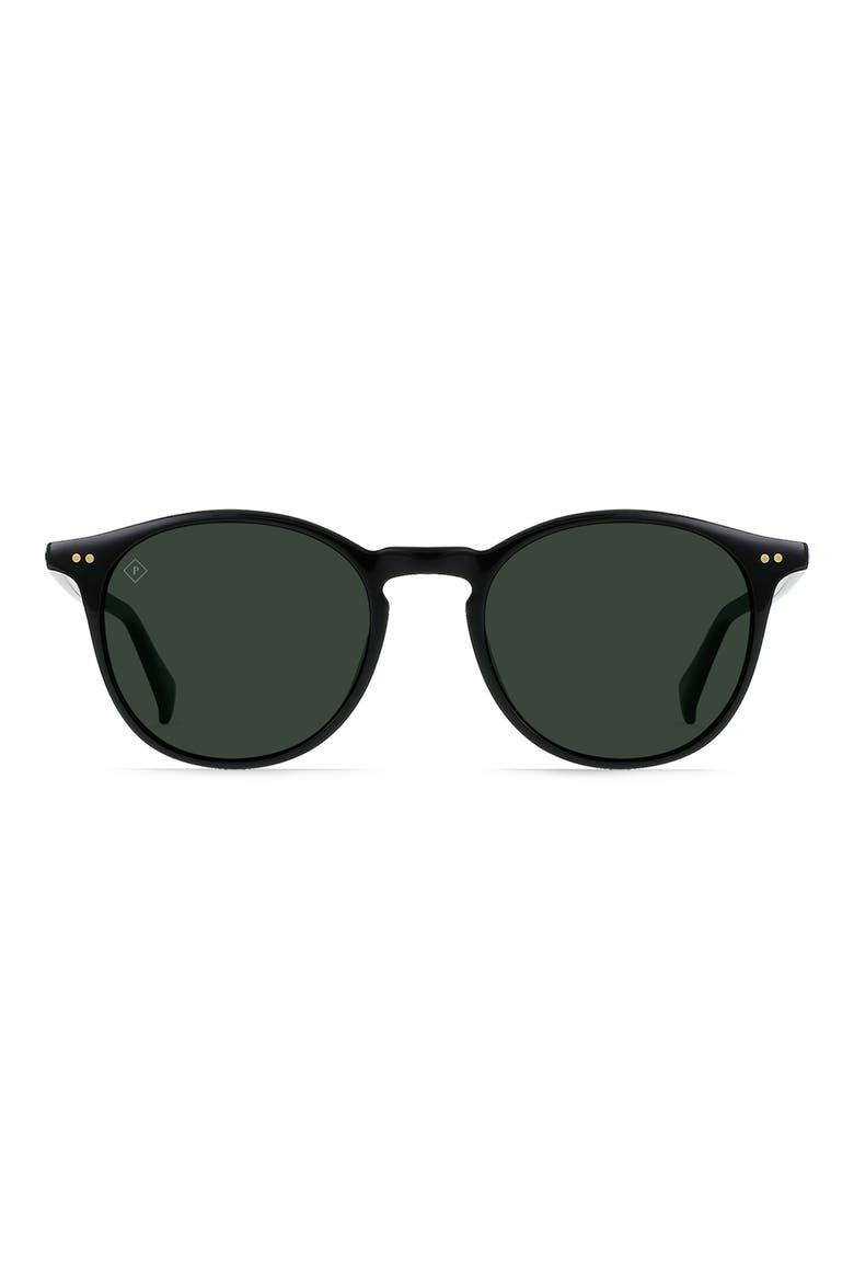 Basq 50mm Polarized Round Sunglasses, Main, color, RECYCLED BLACK/ GREEN POLAR