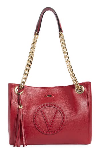 Valentino By Mario Valentino Luisa Rock Leather Tote Bag In Red