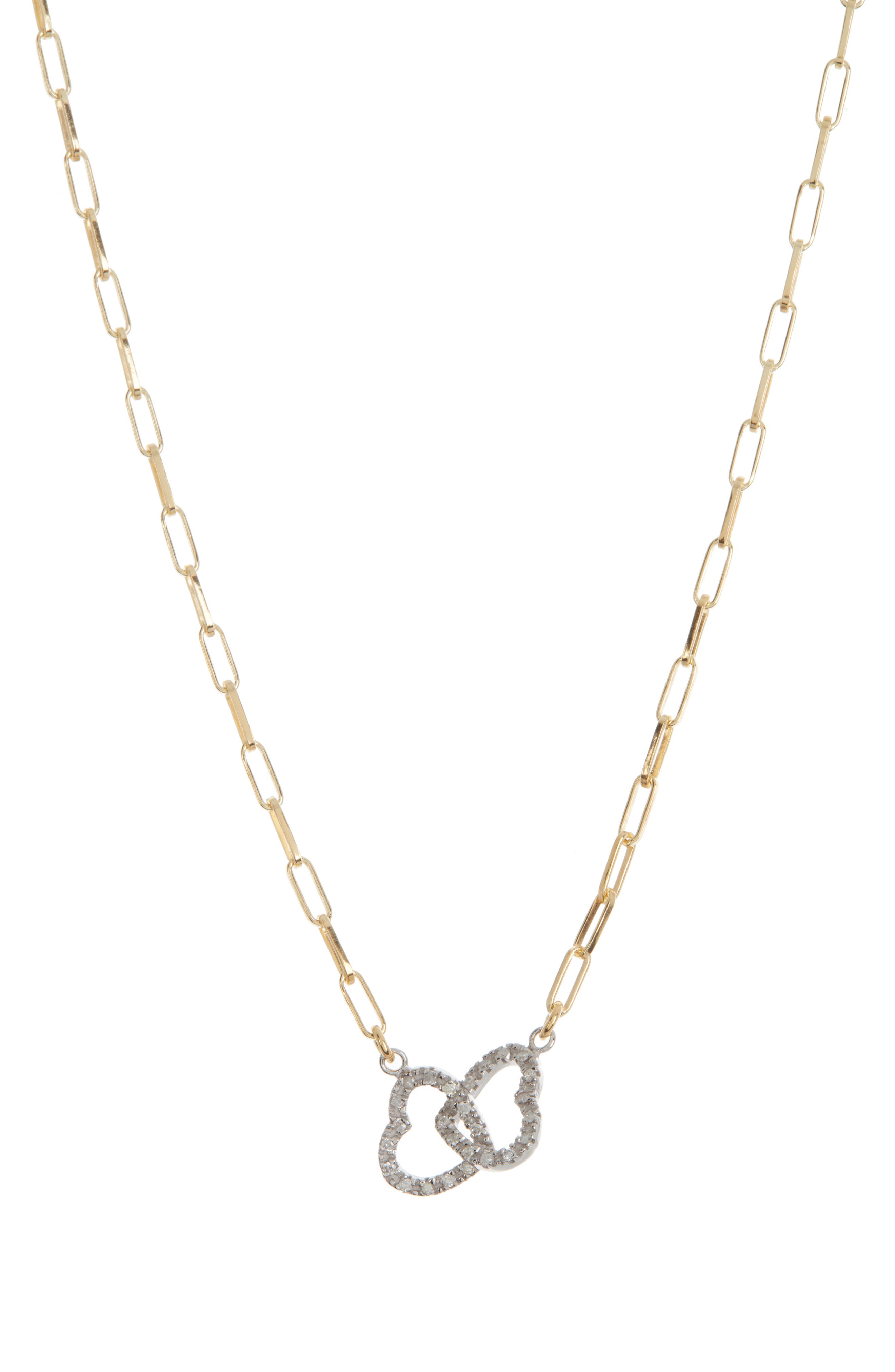 MESHMERISE Interlocking Hearts Paperclip Necklace - 0.12ct.