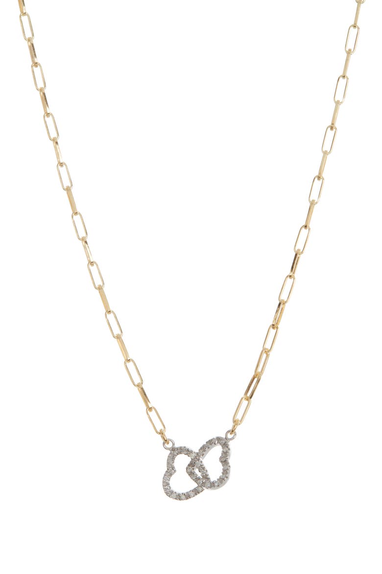 Interlocking Hearts Paperclip Necklace - 0.12ct., Main, color, YELLOW