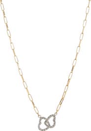 MESHMERISE Interlocking Hearts Paperclip Necklace - 0.12ct.
