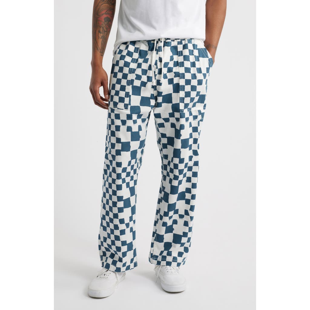 Service Works Chef Check-pattern Drawstring Trousers In Teal Checker