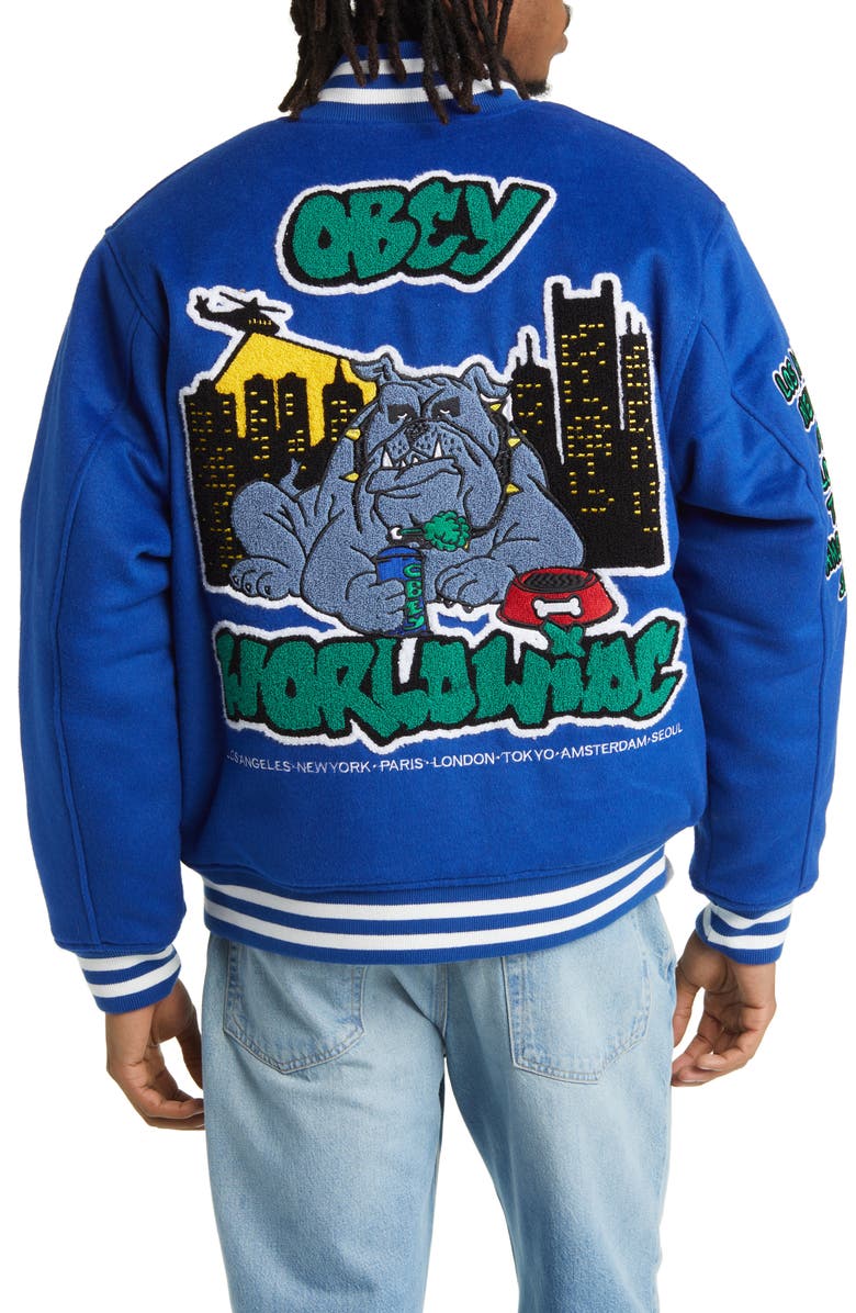 Obey Roll Call Varsity Jacket, Alternate, color, 