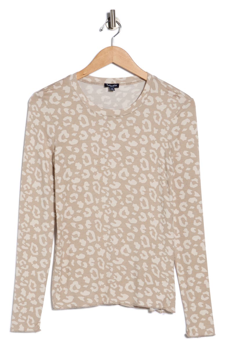 Splendid Leopard Print Long Sleeve T-Shirt, Alternate, color, Almond Animal