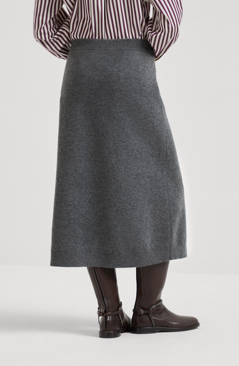 Brunello Cucinelli Double knit midi skirt, Alternate, color, Lead
