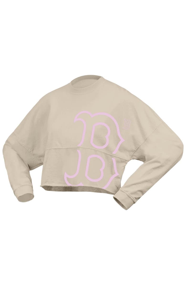 FANATICS Women's Fanatics Cream Boston Red Sox Floral Preppy Cropped Long Sleeve T-Shirt, Alternate, color,