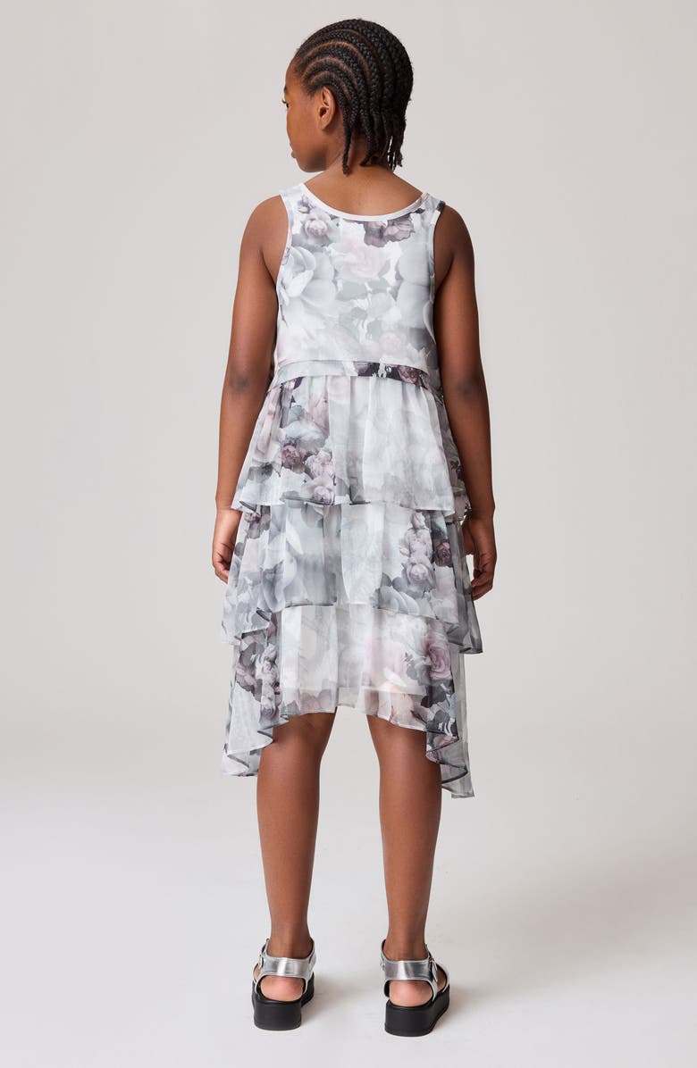 smALLSAINTS by ALLSAINTS Kids' Floral Print Ruffle Dress, Alternate, color, Grey