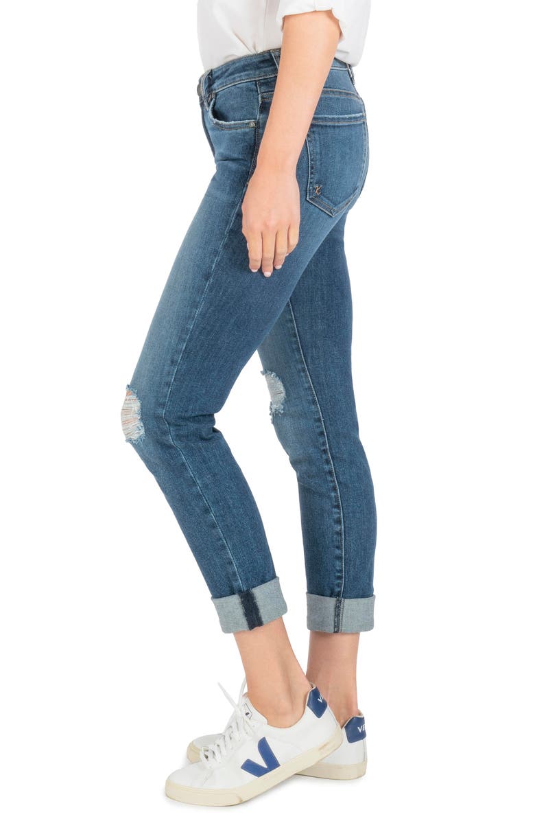 SWAT FAME KUT from the Kloth Catherine Ripped High Waist Boyfriend Jeans, Alternate, color, 