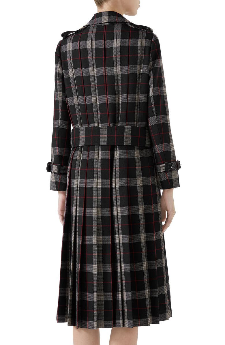 Gucci Oversize Check Pleated Back Coat, Alternate, color, 