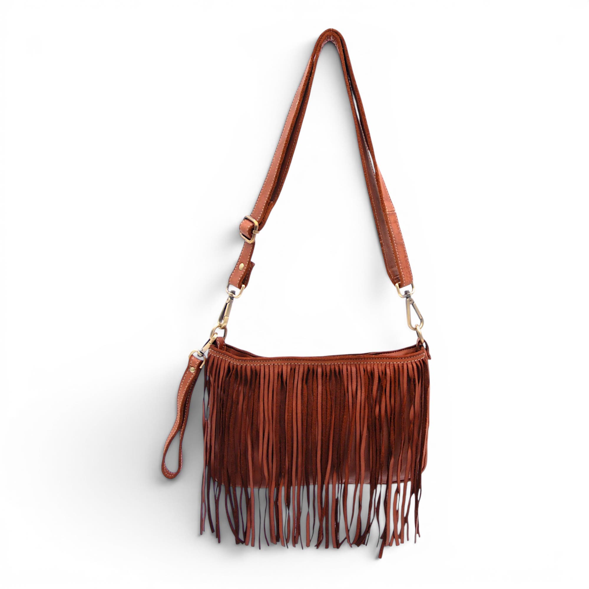 Bolsa Nova Handbags Fringe Crossbody, Main, color, Cognac