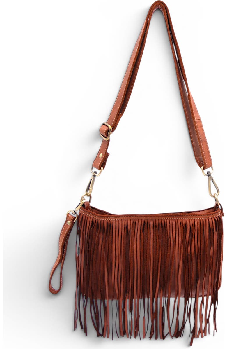 Bolsa Nova Handbags Fringe Crossbody, Main, color, Cognac