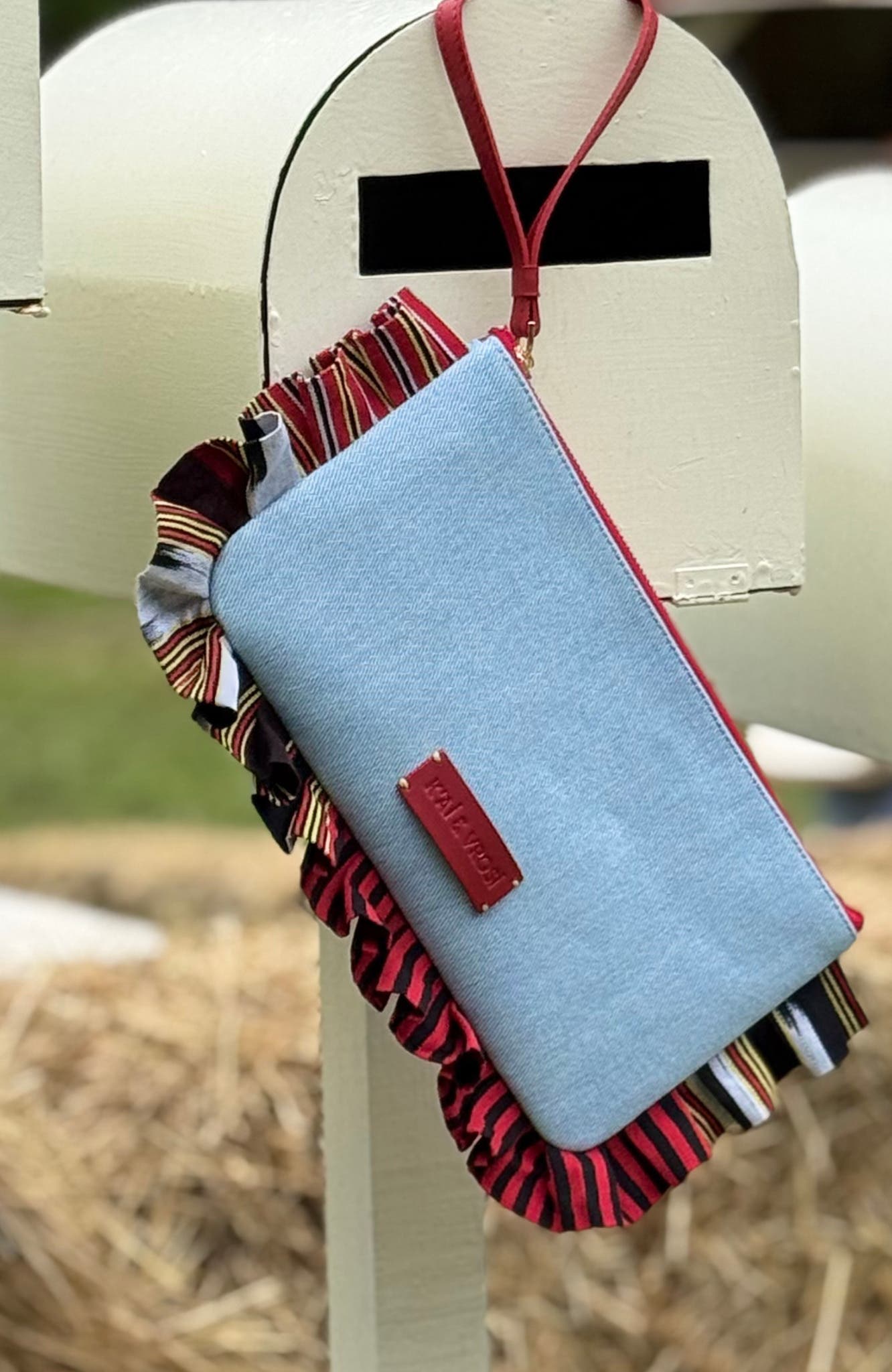 K'ai & Vrosi Medi - Denim Clutch Bag, Alternate, color, Light Denim